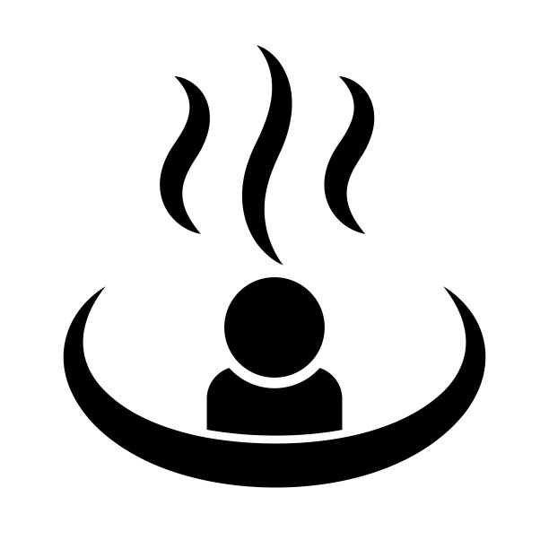 人在温泉剪影图标。向量。图片下载