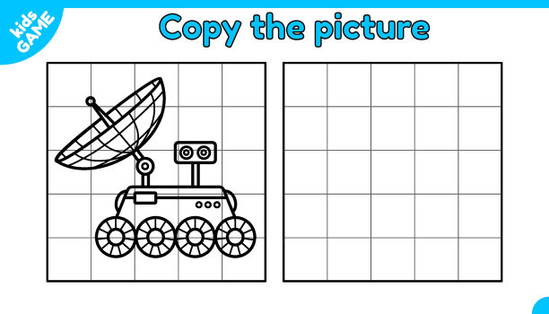 儿童游戏复制图片和彩色月球车图片下载