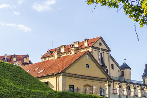 涅斯维日，白俄罗斯- 08.23.2023 -著名建筑地标Radzwill城堡的照片。历史图片下载