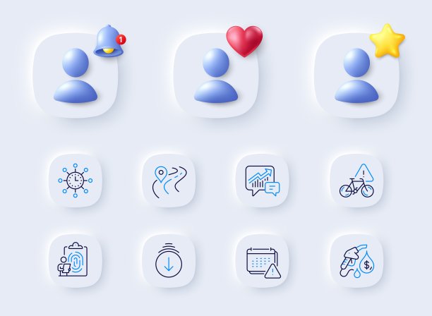 道路、通知与自行车提示线性图标矢量素材，适用于网页应用和印刷图片下载