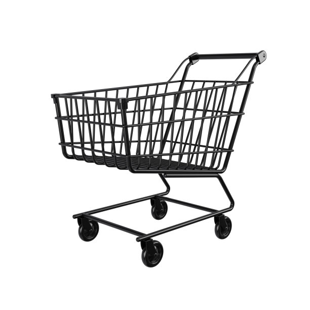 黑色的购物车。黑色星期五和销售活动的概念。促销活动或促销大折扣的概念。3 d渲染。图片下载