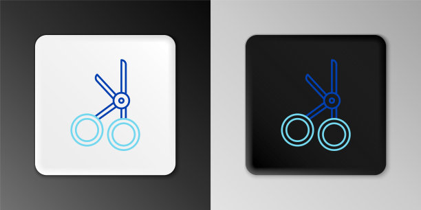 线医疗剪刀图标隔离在灰色背景。色彩缤纷的轮廓概念。向量图片下载