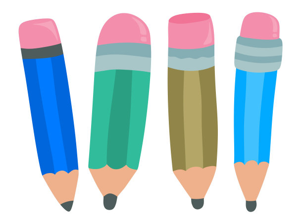 可爱的卡通铅笔手写孤立的白色背景。图片下载