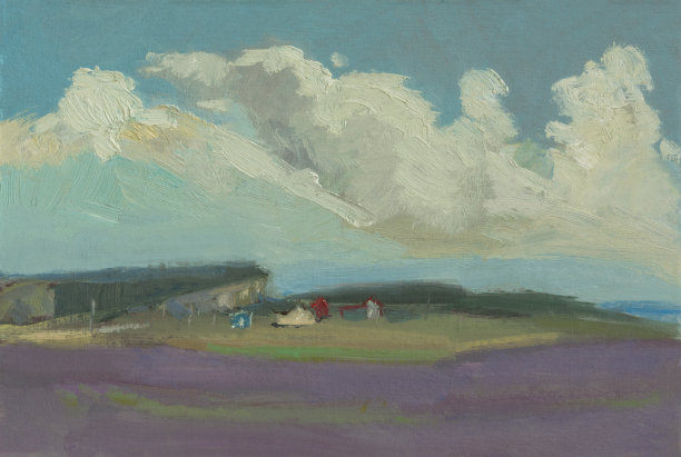 薰衣草田油画图片下载