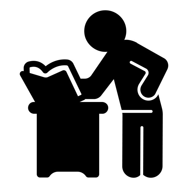 站在桌子上的男人固体图标，儿童图书日的概念，男性阅读矢量标志在白色的背景，男人阅读书籍字形风格的移动概念网页设计。矢量图形。图片下载