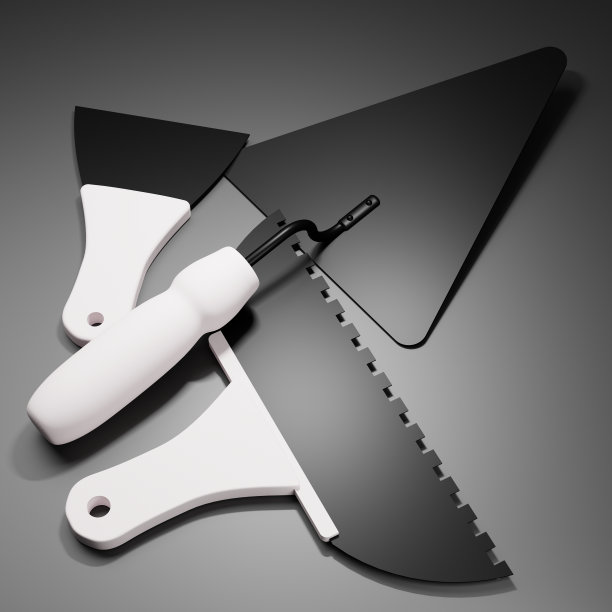 非人工智能3D渲染昂贵的质量施工工具。生产建筑设备的优质材料。现实的插图在白色的背景图片下载