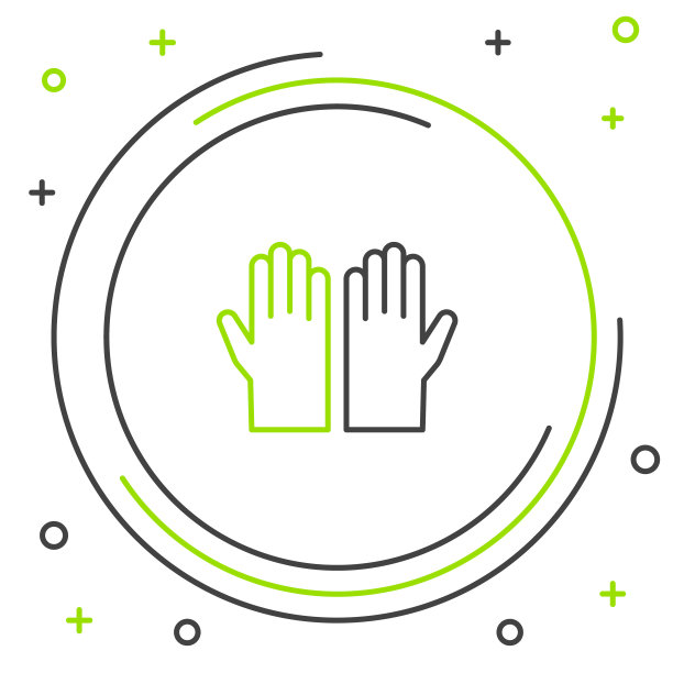 线医疗橡胶手套图标隔离在白色背景。橡胶防护手套。色彩缤纷的轮廓概念。向量图片下载