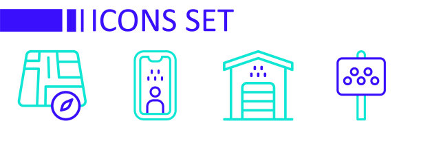 设置线道路标志出租车站，车库车，出租车驾驶执照和位置图标。向量图片下载