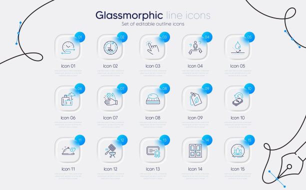 一套床垫，浪漫的晚餐和证书线图标的web应用程序。象形文字图标。向量图片下载