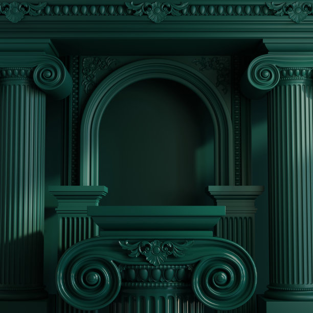 3d渲染插图与经典的豪华罗马列的产品背景与背景的品牌介绍3d渲染插图。图片下载