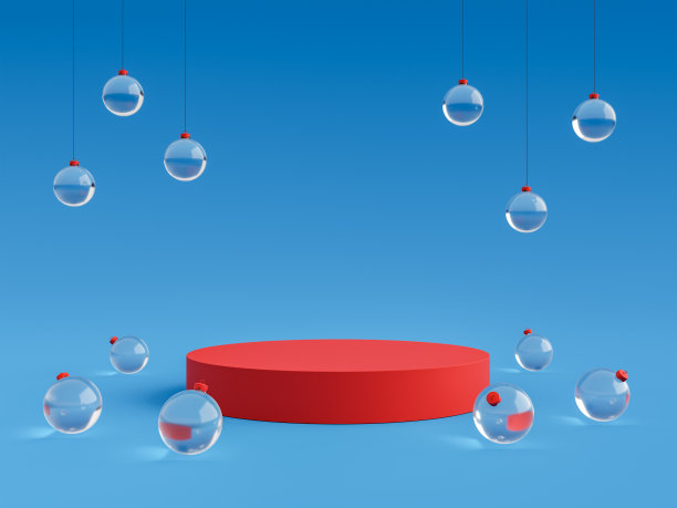 用玻璃球装饰的圣诞底座图片下载