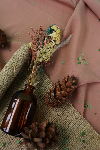 印度尼西亚日惹——2021年1月4日:热带背景，一个装满干花的瓶子花瓶图片下载