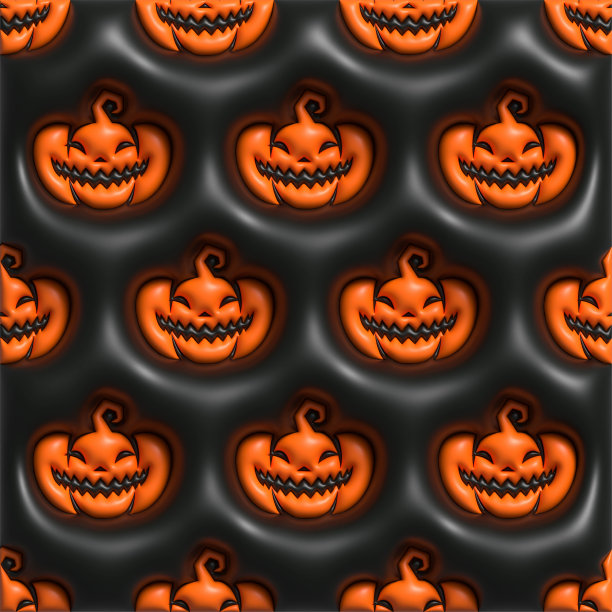 万圣节3d壁纸。万圣节南瓜图案。3D万圣节横幅图片下载