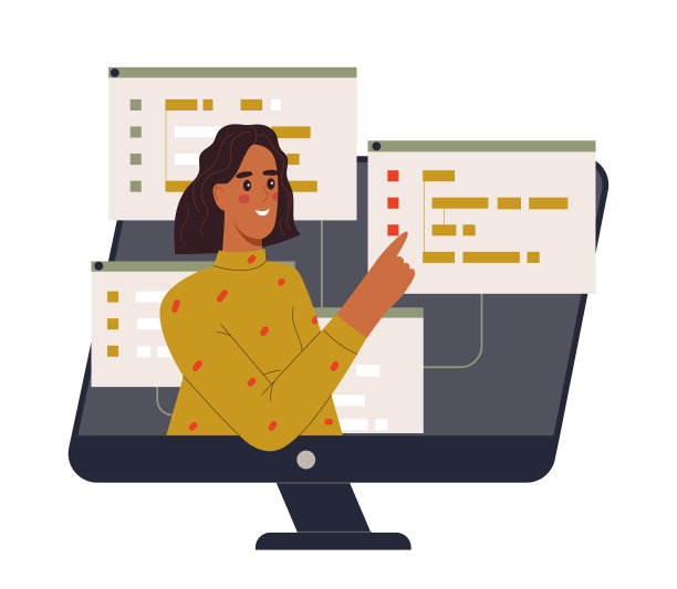 电脑里的人矢量概念图片下载