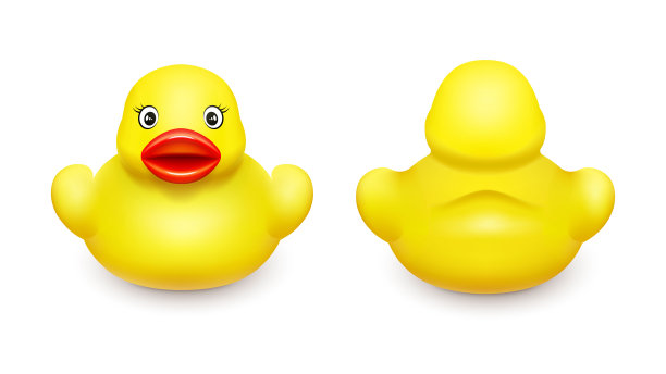一套黄色橡皮鸭子洗澡玩具图片下载