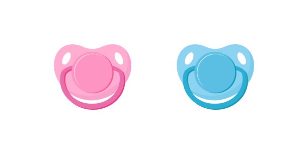 孩子奶嘴。婴儿乳头套装，蓝色和粉红色。婴儿护理设备。图片下载
