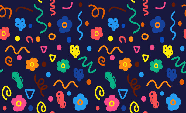 抽象无缝图案笔画的孩子在复古风格。图片下载