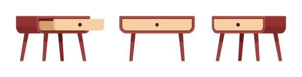 一个抽屉木边强调桌子自然木材棕色设置图片下载