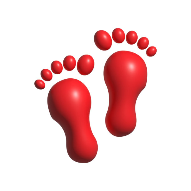 3D逼真的足迹图标。3D图标隔离在白色。图片下载