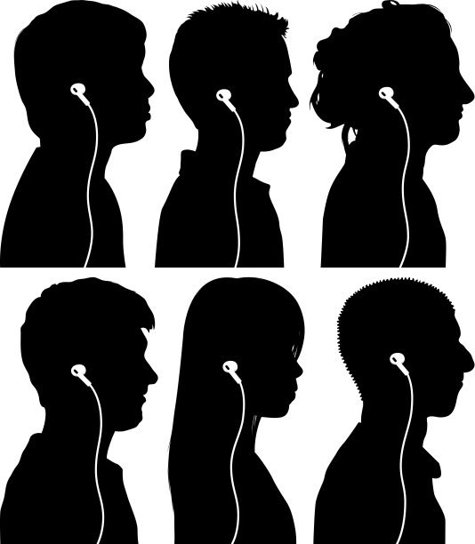 听音乐的人剪影图片下载