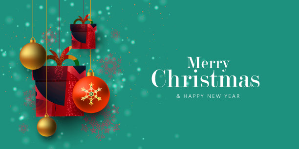 圣诞假期背景与彩色礼盒和花环。图片下载