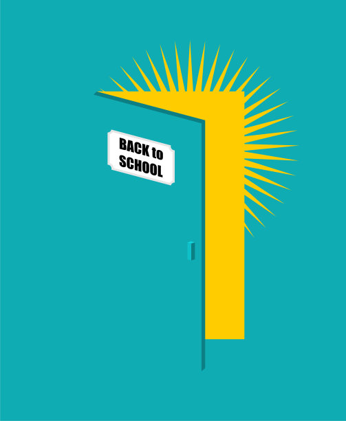 回到学校。打开门。9月1日概念海报。图片下载