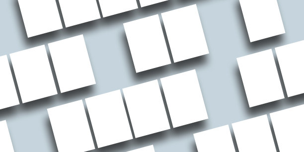 品牌识别，名片，杂志页面。和职位。白色对角线矩形模型的模式躺在中性光背景(平面)与间隙。纸空白模拟。图片下载