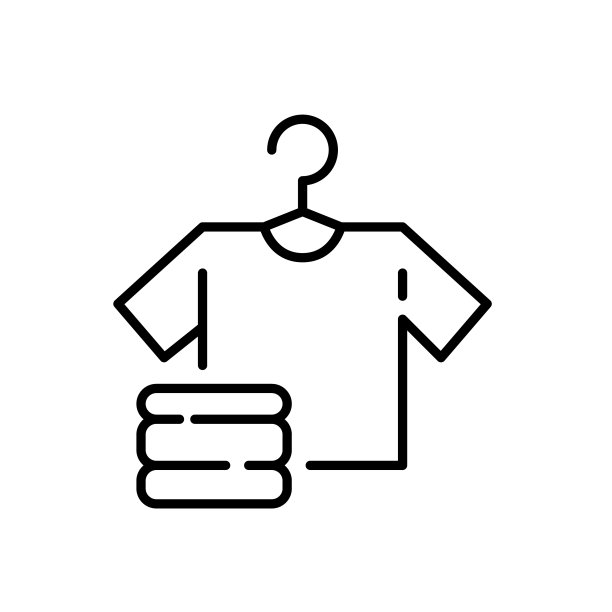 衣架上的白衬衫和叠好的衣服。。洗衣和清洁标志。像素完美的图标图片下载