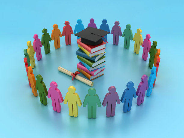 一堆有团队合作象形人物的书图片下载