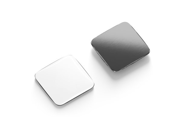 空白黑白方形冰箱磁铁模型，侧视图图片下载