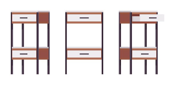 储物架支架与两个滑动抽屉的天然木材集图片下载