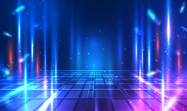 数字技术元宇宙霓虹蓝粉红色背景与五彩纸屑图片下载