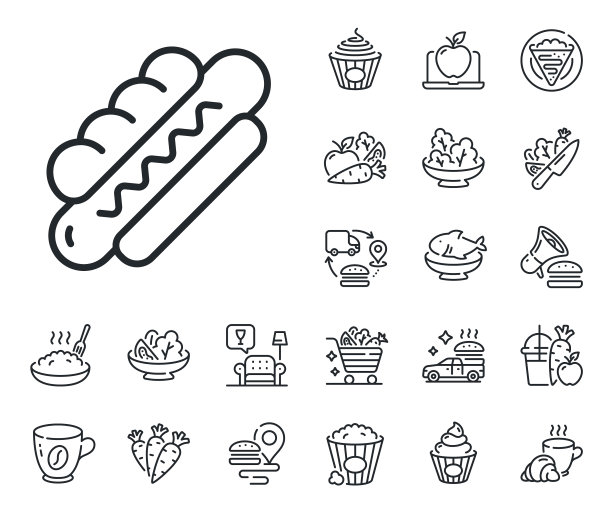 热狗线图标快餐标志可丽饼甜图片下载