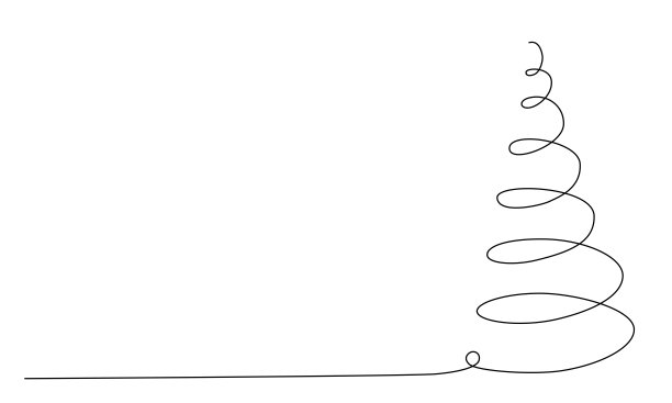 圣诞树用手画一条连续的线。图片下载