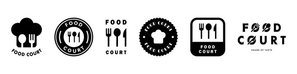 美食广场-收集病媒标志。咖啡馆或餐馆的招牌。图片下载
