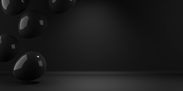 黑色星期五背景，黑色气球在空旷的空间中飞行。假日购物销售设计模型。图片下载