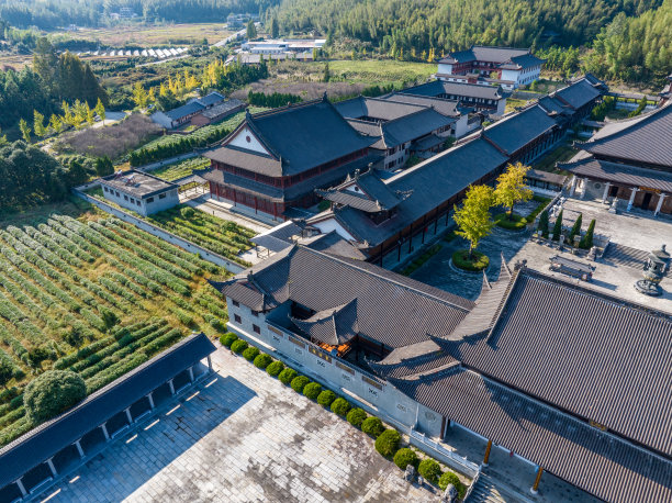 中国江西寺庙和古建筑的航空摄影图片下载