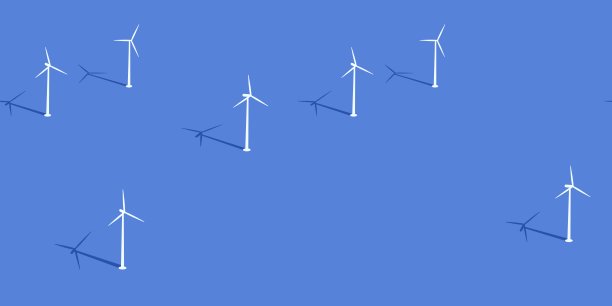 新潮的无缝平面抽象海洋与风力涡轮机矢量插图背景模板图片下载