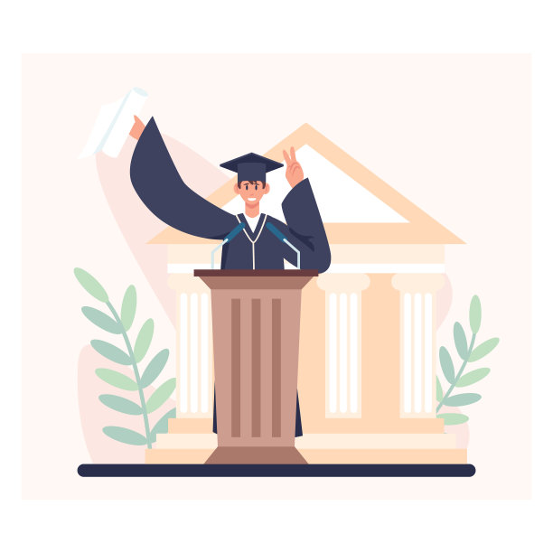 穿着学位服站着讲话的学生。大学生毕业典礼图片下载