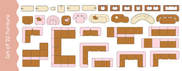 WebFurniture的平面图。顶景椅，沙发，浴缸，水槽等。完美的室内情绪板和规划草图。建筑。图片下载
