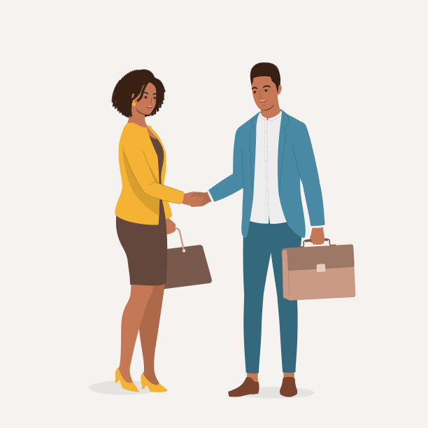 黑人商人和女商人握手。图片下载