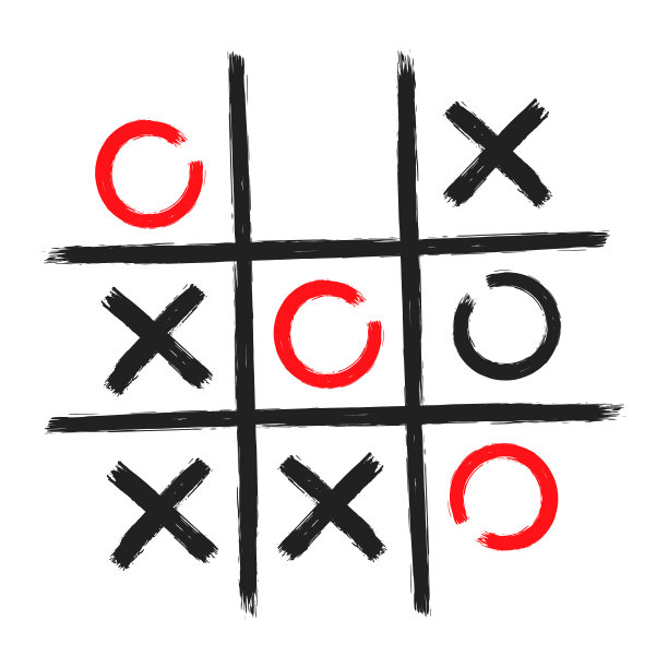 井字游戏xo手绘网格涂鸦模板矢量插图图片下载