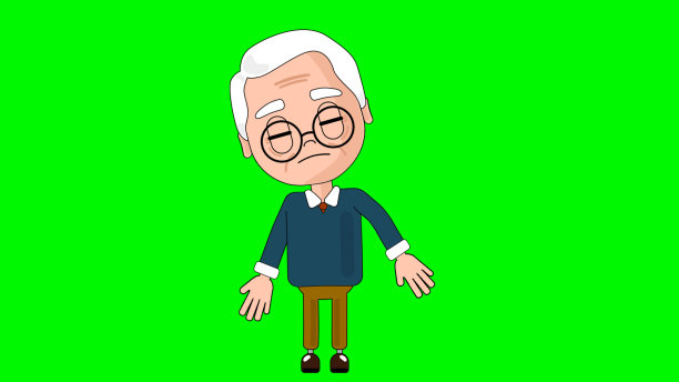 老人爷爷失望的卡通人物阿尔法阿凡达图片下载