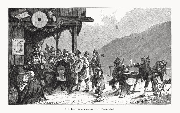 普斯特塔尔的靶架(南蒂罗尔)，木版画，1894年出版图片下载