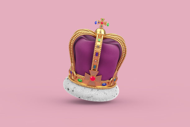 皇家加冕金冠与钻石。3d渲染图片下载