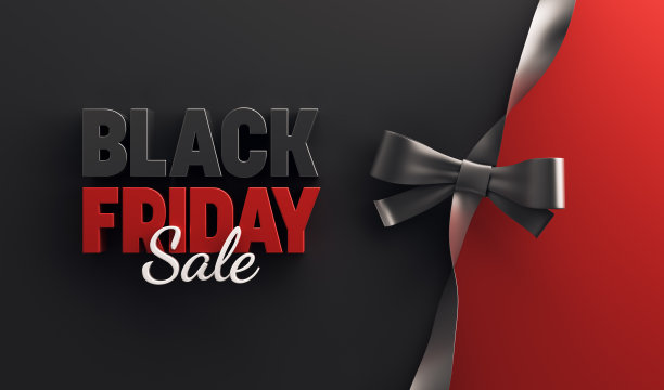 黑色星期五销售文字与色带在两色背景股票照片图片下载