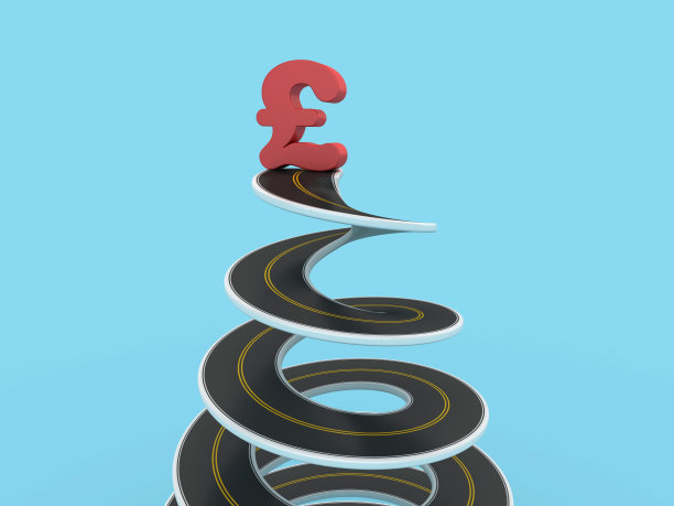 螺旋3D道路与磅符号图片下载