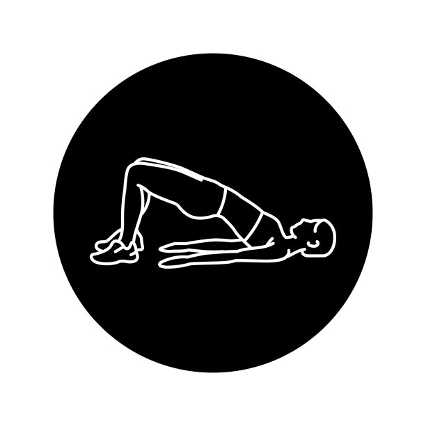 女孩确实在臀部锻炼腿和臀部黑线图标。图片下载