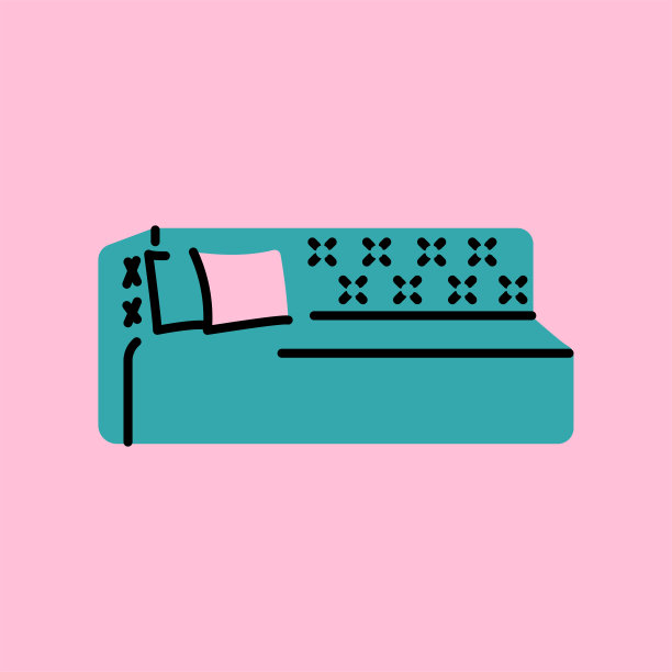 墙角儿童沙发黑线图标。图片下载