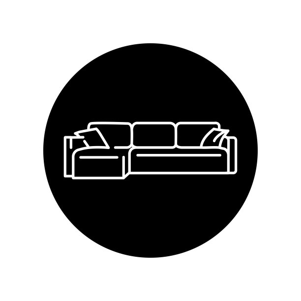 角落折叠沙发黑线图标。图片下载